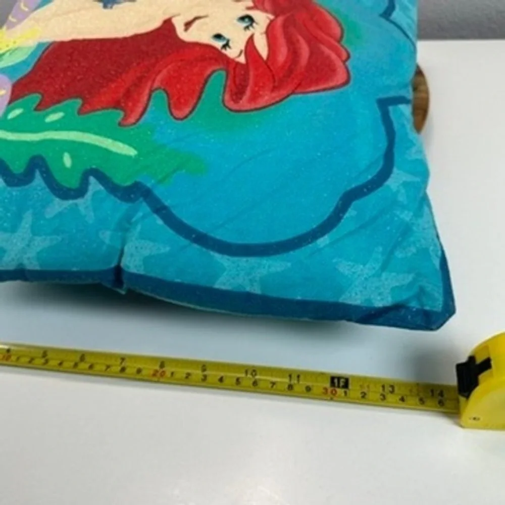 VTG Disney The Little Mermaid Ariel Kids Decorative Throw Pillow Teal Blue 13x13